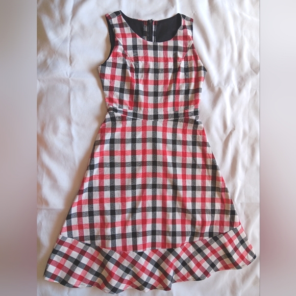 Handmade A-Line High Waisted Fit and Flare Gingham Plaid White Small XS - Picture 1 of 12